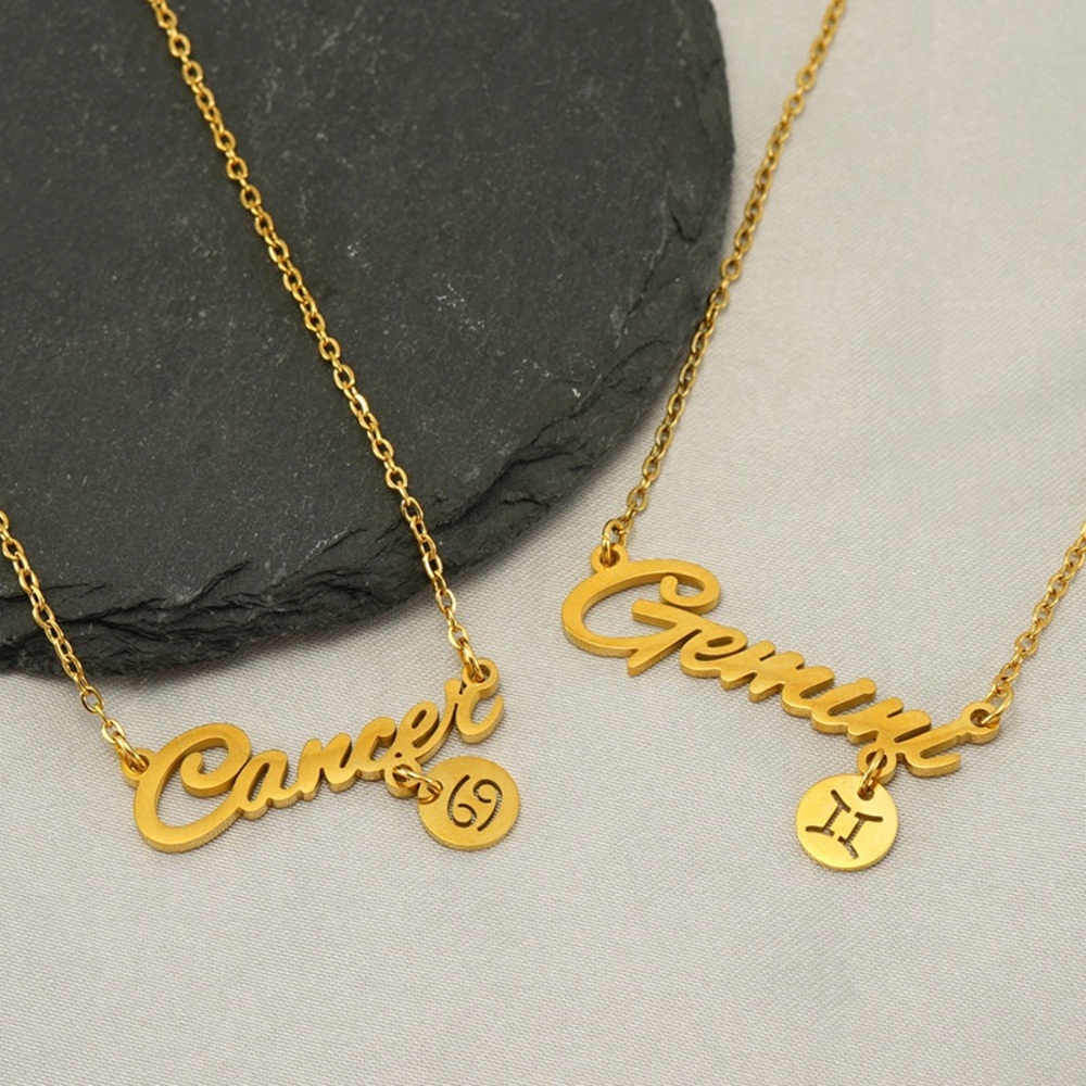 18K Gold Plated Zodiac Signs Horoscope Necklace*Astrology Star Signs*ZX